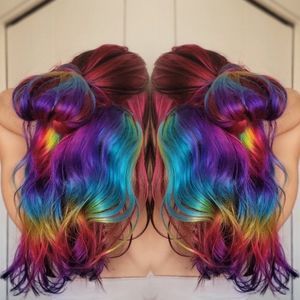 Rainbow Colored Clip in One Piece Human Hair Extensions